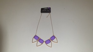 480 X BRAND NEW PURPLE IVY GOLD (COLOURED METAL) AND PURPLE TRIANGLE NECKLACES IN 20 BOXES