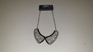 480 X BRAND NEW INDIVIDUALLY PACKAGED JEWELLERY BY PURPLE IVY SILVER AND BLACK COLOURED COLLAR NECKLACE - IN 20 BOXES