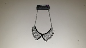 480 X BRAND NEW INDIVIDUALLY PACKAGED JEWELLERY BY PURPLE IVY SILVER AND BLACK COLOURED COLLAR NECKLACE - IN 20 BOXES