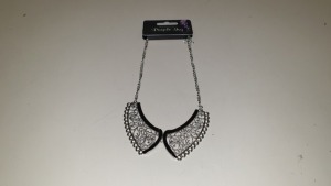 480 X BRAND NEW INDIVIDUALLY PACKAGED JEWELLERY BY PURPLE IVY SILVER AND BLACK COLOURED COLLAR NECKLACE - IN 20 BOXES