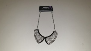 480 X BRAND NEW INDIVIDUALLY PACKAGED JEWELLERY BY PURPLE IVY SILVER AND BLACK COLOURED COLLAR NECKLACE - IN 20 BOXES