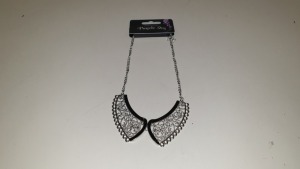 480 X BRAND NEW INDIVIDUALLY PACKAGED JEWELLERY BY PURPLE IVY SILVER AND BLACK COLOURED COLLAR NECKLACE - IN 20 BOXES