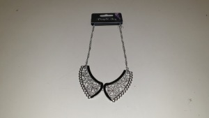 480 X BRAND NEW INDIVIDUALLY PACKAGED JEWELLERY BY PURPLE IVY SILVER AND BLACK COLOURED COLLAR NECKLACE - IN 20 BOXES