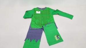 60 X BRAND NEW BAGGED CHILDRENS INCREDIBLE HULK PYJAMAS (IN AGES 5/6 AND 7/8) - IN ONE BOX