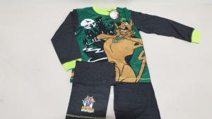 50 X BRAND NEW BAGGED SCOOBY DOO PYJAMAS (SIZES 4/5, 5/6, 7,8 AND 9,10) - IN ONE BOX