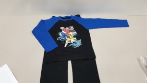 50 X BRAND NEW BAGGED CHILDRENS POWER RANGERS PYJAMAS (SIZES 4/5, 5/6, 7/8 AND 9,10) - IN ONE BOX