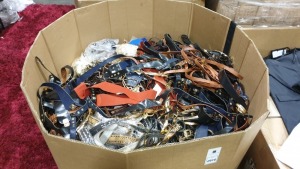 FULL PALLET OF UNNAMED ASSORTED BELTS IE. BROEN, BLACK, TAN ETC. - PALLET BOX IS INCLUDED