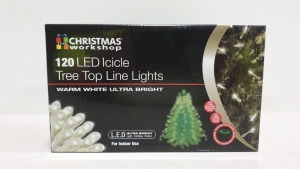 24 X CHIRSTMAS WORKSHOP 120 LED ICYCLE TREE TOP LINE LIGHTS - IN 2 CARTONS