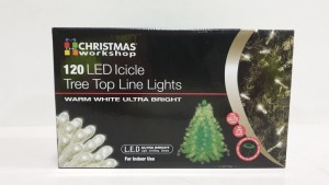 24 X CHIRSTMAS WORKSHOP 120 LED ICYCLE TREE TOP LINE LIGHTS - IN 2 CARTONS