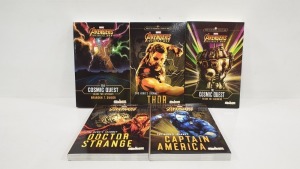 60 X BRAND NEW PACKS OF 5 MARVEL AVENGERS INFINITY WAR PAPERBACK NOVELS IN 15 CARTONS (TOTAL 300 BOOKS)