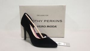 15 X BRAND NEW DOROTHY PERKINS VERO MODA BLACK HIGH HELLED SHOES - SIZE 6 - IN 3 CARTONS