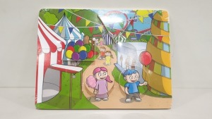 96 X BRAND NEW WOODEN CARNIVAL STYLED CHILDRENS PUZZLE - IN 8 BOXES