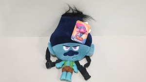 84 X BRAND NEW TROLLS BRANCH HEAD PLUSH BACKPACKS IN 7 BOXES