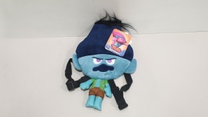 84 X BRAND NEW TROLLS BRANCH HEAD PLUSH BACKPACKS IN 7 BOXES