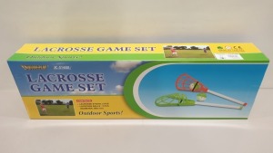 27 X BRAND NEW OUTDOOR-PLAY (JC-5168A) LACROSSE GAME SET (CONTAINS 2 LACROSSE STICKS AND 2 LACROSSE BALLS) - IN 3 BOXES AND 3 LOOSE