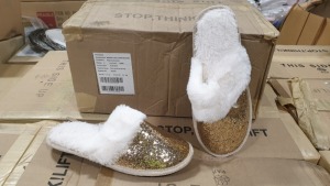 64 X MIDNIGHT LUXE GLITTER MULE SLIPPERS SIZE/MEDIUM - CONTAINED IN 8 BOXES