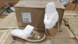 64 X MIDNIGHT LUXE GLITTER MULE SLIPPERS SIZE/MEDIUM - CONTAINED IN 8 BOXES