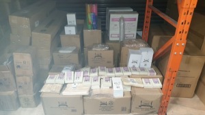 APPROX 12,000 ITEMS TO INCLUDE - VANILLA ORCHID CANDLES, SOLID WHITE PAPER JUMBO STRAW'S, PLASTIC SHOT BOMB GLASSES, PLASTIC SPOONS, WOODEN STIRERS, PLASTIC KNIFES ETC