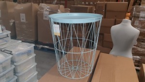 45 X WIRE ROUND STORAGE BASKET WITH LID IN BLUE - CONTAINED IN 15 BOXES