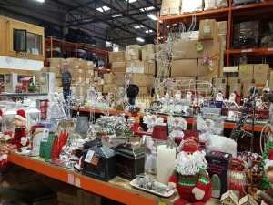 APPROX 150 PIECE ASSORTED BRAND NEW PREMIER CHRISTMAS LOT CONTAINING ANIMATED VILLAGE SCENE SNOW GLOBES, LARGE STANDING LED REINDEERS, ANIMATED VILLAGE SCENES, BUS SNOWGLOBE, SHATTERPROOF DECORATIONS, SOFT TOY SITTING ELF, LANTERN CHRISTMAS SCENE, FLAME E
