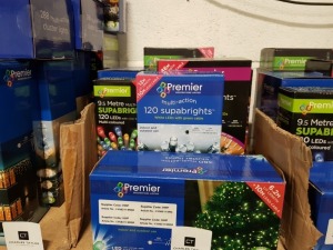 7 PIECE ASSORTED BRAND NEW PREMIER LIGHT LOT CONTAINING 1000 LED MULTI ACTION TREE BRIGHTS, 200 SUPABRIGHTS, SET OF 3 MULTI ACTION GLOBE PIN WIRE TIME LIGHTS, 120 LED 9.5M SUPERBRIGHTS, 360 SUPABRIGHTS WITH TIMER, 120 SUPABRIGHTS AND 480 MULTI ACTION CLUS