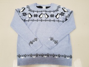 APPROX 32 X BRAND NEW GEORGE TIS THE SEASON CHRISTMAS PENGUIN JUMPER SIZE SMALL RRP £16.00