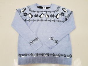 APPROX 32 X BRAND NEW GEORGE TIS THE SEASON CHRISTMAS PENGUIN JUMPER SIZE SMALL RRP £16.00