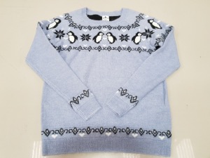 APPROX 32 X BRAND NEW GEORGE TIS THE SEASON CHRISTMAS PENGUIN JUMPERS SIZE SMALL AND MEDIUM RRP £16.00