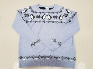 APPROX 56 X BRAND NEW GEORGE TIS THE SEASON CHRISTMAS PENGUIN JUMPER SIZE SMALL RRP £16.00