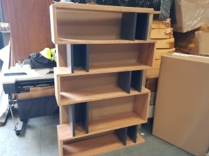 1 X BRAND NEW (TERENCE CONRAN) COUNTER BALANCE, TALL SHELVING IN OAK/CHARCOAL