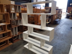 1 X BRAND NEW (TERENCE CONRAN) COUNTER BALANCE TALL SHELVING IN LACQUERED OAK/WHITE