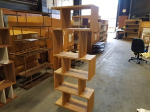 1 X BRAND NEW (TERENCE CONRAN) BALANCE ALCOVE SHELVING IN NEW OAK