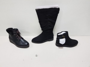 12 X BRAND NEW WOMENS EVANS SHOES IN VARIOUS STYLES AND SIZES IE BLACK ALPACACA, BLACK ANNIE AND BLACK AMANDA3 RRP £660.00