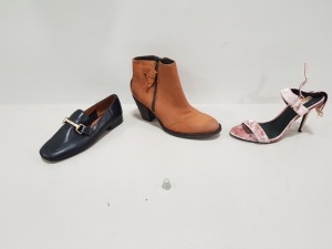 15 X BRAND NEW WOMENS TOPSHOP SHOES IN DIFFERENT STYLES AND SIZES IE AMBUSH DARK TAN LEATHER BOOTS, KARTER SHOES AND RENEE PINK SUEDE HEEELS RRP £1028.00