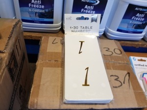 FULL PALLET CONTAINING APPROX 2,880 X TABLE NUMBERS