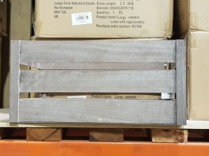 12 X LARGE WOODEN CRATE WITH ROPE HANDLES 48 X 32 X 20CM