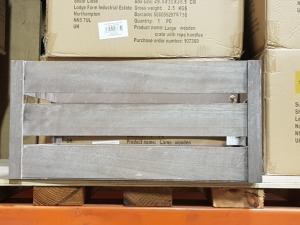 12 X LARGE WOODEN CRATE WITH ROPE HANDLES 48 X 32 X 20CM