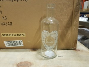 DOUBLE STACKED PALLET CONTAINING 1200 X CLEAR BOTTLE LOVE VASES