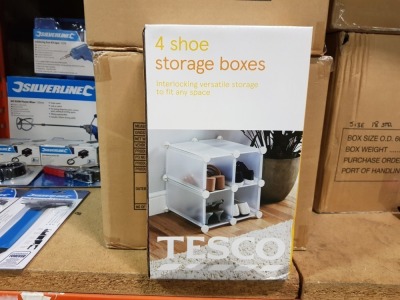 24 X BRAND NEW TESCO 4 SHOE STORAGE BOXES - IN 6 CARTONS