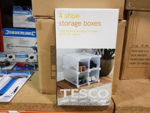 24 X BRAND NEW TESCO 4 SHOE STORAGE BOXES - IN 6 CARTONS