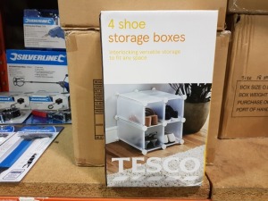 24 X BRAND NEW TESCO 4 SHOE STORAGE BOXES - IN 6 CARTONS