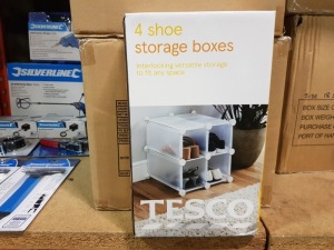 24 X BRAND NEW TESCO 4 SHOE STORAGE BOXES - IN 6 CARTONS