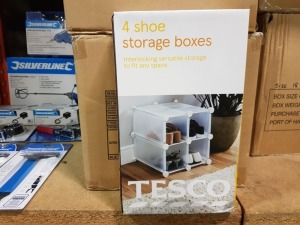 24 X BRAND NEW TESCO 4 SHOE STORAGE BOXES - IN 6 CARTONS