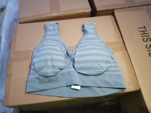 60 X BRAND NEW INDIVIDUALLY PACKAGED AVON THE ONE GREY STRIPED BRA 10-12 - IN 2 BOXES TOTAL RRP £600.00