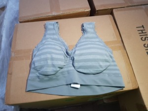 60 X BRAND NEW INDIVIDUALLY PACKAGED AVON THE ONE GREY STRIPED BRA 10-12 - IN 2 BOXES TOTAL RRP £600.00