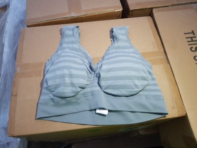 60 X BRAND NEW INDIVIDUALLY PACKAGED AVON THE ONE GREY STRIPED BRA 10-12 - IN 2 BOXES TOTAL RRP £600.00