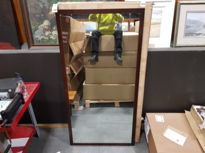 1 X 850MM X 1700MM WALNUT VENEER MIRROR - BOXED