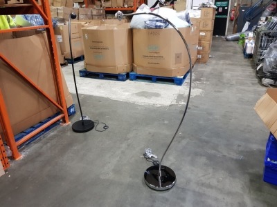 10 X ARCHER BOW SHAPED CHROME FLOOR LAMP (NO SHADE) IN 10 BOXES