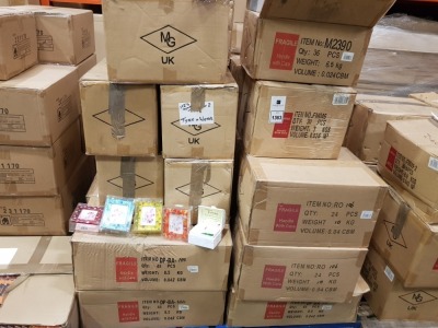 MISC LOT OF APPROX 900 X GIFT SHOP ITEMS ON A PALLET IE 29 BOXES OF GLASS PICTURE FRAMES AND 2 BOXES OF HAPPY BIRTHDAY CELEBRATION BOTTLE ORNAMENTS