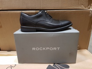 12 X BRAND NEW BOXED MENS BLACK ROCKPORT SHOES (SIZE 9.5) - IN 2 BOXES